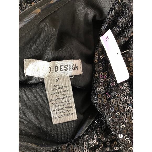 Love by Design Sequin One Shoulder Dress Sleeveless Bodycon Midi Black NWT M - Picture 5 of 7